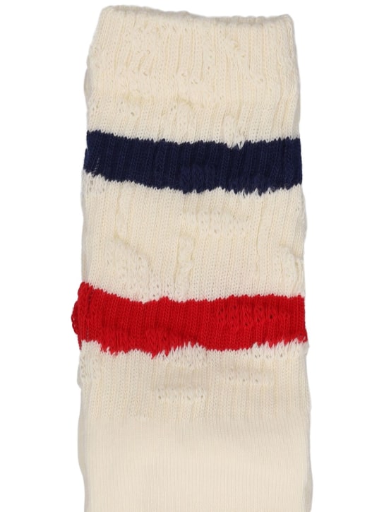 Golden Goose: High blue & red stripe rib cotton socks - White/Multi - kids-girls_1 | Luisa Via Roma