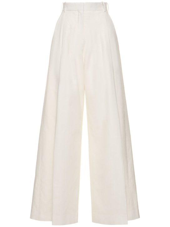 Nina Ricci: High rise linen blend wide pants - women_0 | Luisa Via Roma