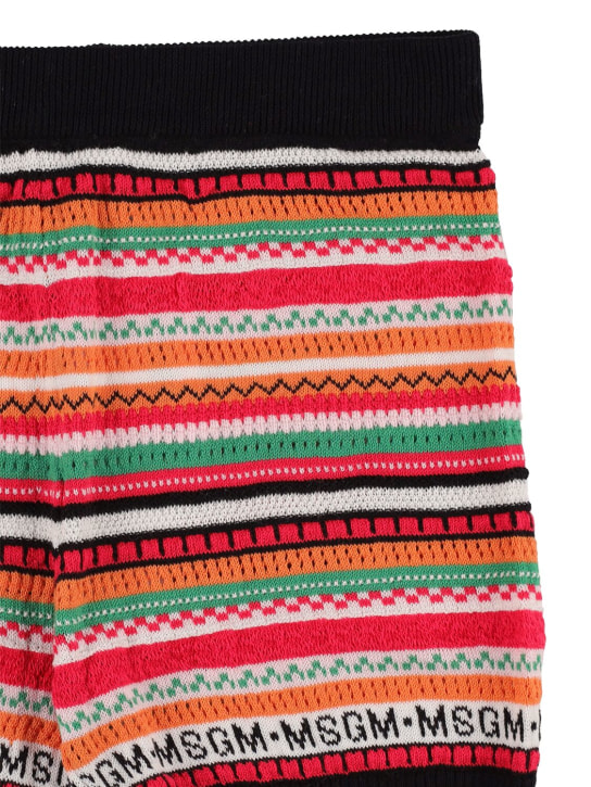 MSGM: Knitted cotton shorts - Fuchsia - kids-girls_1 | Luisa Via Roma