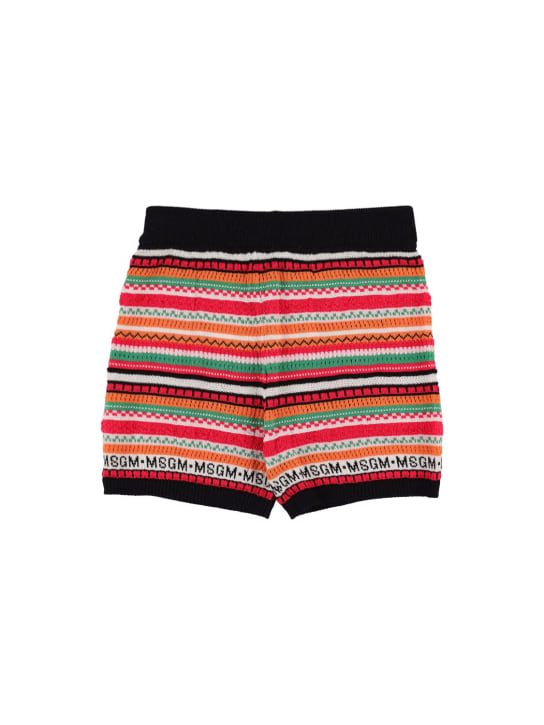 MSGM: Knitted cotton shorts - Fuşya - kids-girls_0 | Luisa Via Roma