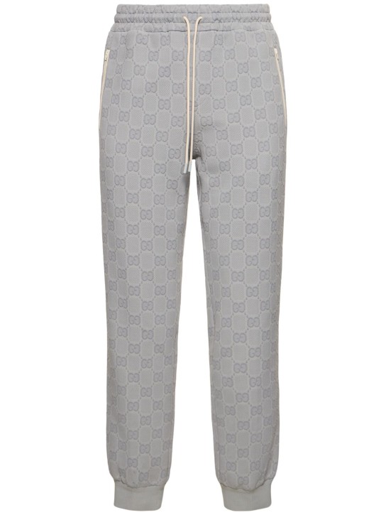 Gucci: GG detail nylon track pants - Light Grey - men_0 | Luisa Via Roma