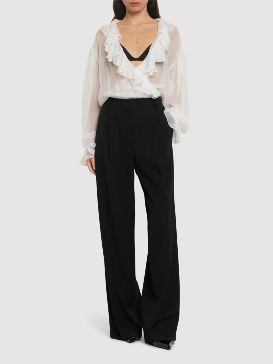 Dolce&Gabbana: Ruffled silk shirt - White - women_1 | Luisa Via Roma