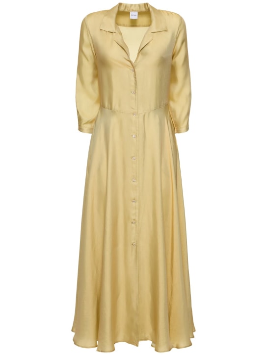 ASPESI: Robe chemise longue en satin mat - Jaune - women_0 | Luisa Via Roma
