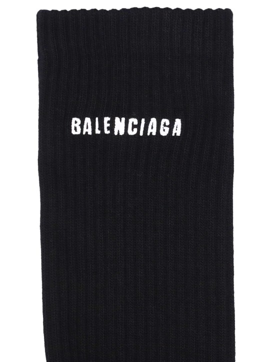 Balenciaga: Socken aus Baumwollmischung mit Unity-Motiv - Schwarz - men_1 | Luisa Via Roma