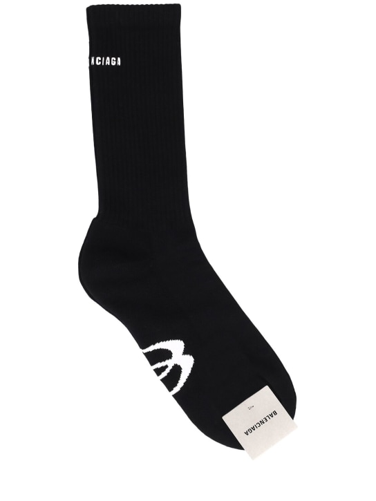 Balenciaga: Unity cotton blend socks - Black - men_0 | Luisa Via Roma