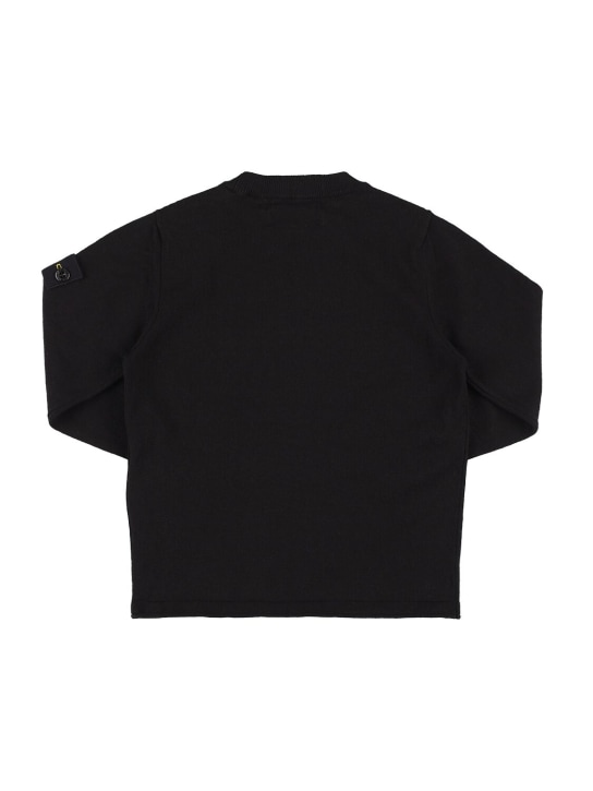 Stone Island Junior: Organic cotton knit sweater - Black - kids-boys_2 | Luisa Via Roma