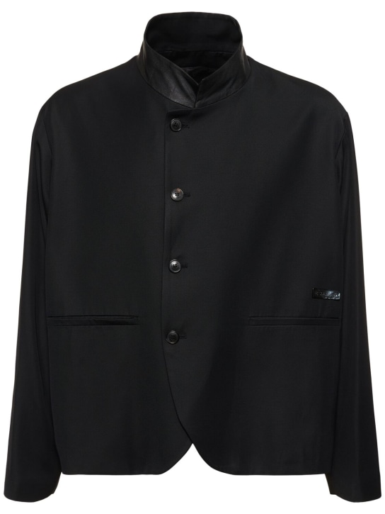 4SDesigns: Viscose & cotton twill blazer - Siyah - men_0 | Luisa Via Roma