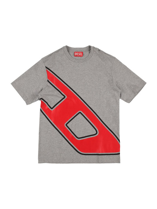 Diesel Kids: T-Shirt aus Baumwolle mit Druck „Maxi D“ - Grau - kids-boys_0 | Luisa Via Roma