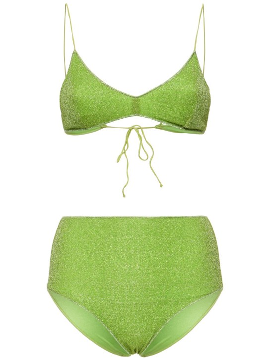 Oséree Swimwear: 金银丝高腰比基尼 - 绿色 - women_0 | Luisa Via Roma