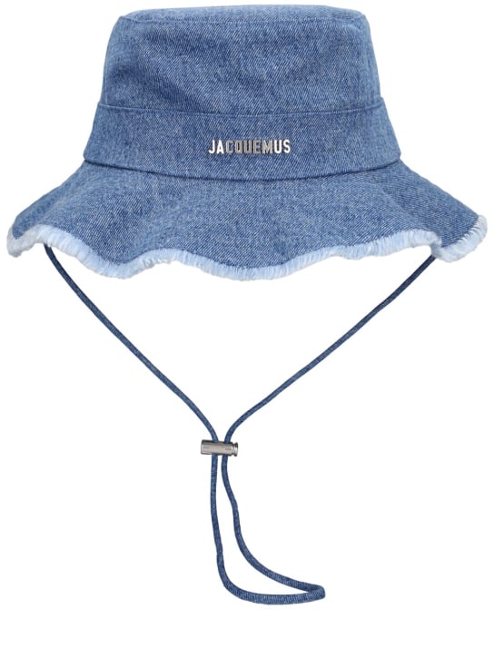 Jacquemus: Chapeau en coton à logo Le Bob Artichaut - Bleu - women_0 | Luisa Via Roma