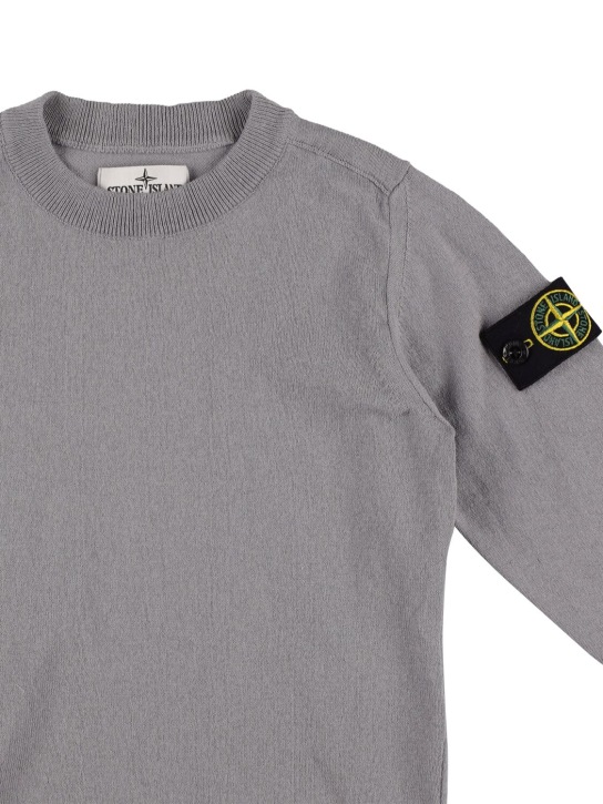 Stone Island: Suéter de punto de algodón orgánico - Gris - kids-boys_1 | Luisa Via Roma