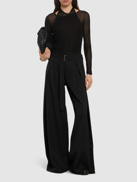 St. Agni: Fold wide wool blend pants - Black - women_1 | Luisa Via Roma