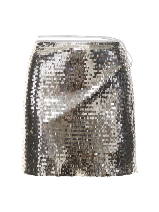 Oséree Swimwear: Asymmetric sequined mini skirt - Gümüş - women_0 | Luisa Via Roma