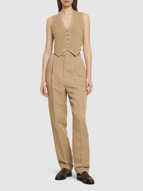 Ralph Lauren Collection: Silk tweed vest - Beige - women_1 | Luisa Via Roma