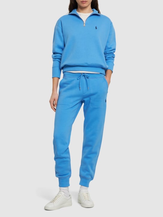Polo Ralph Lauren: Pantaloni Mari in felpa di misto cotone - Blu - women_1 | Luisa Via Roma