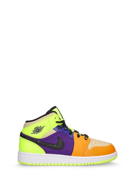 Nike: Sneakers Air Jordan 1 Mid SE - Volt/Black-vivi - kids-boys_0 | Luisa Via Roma