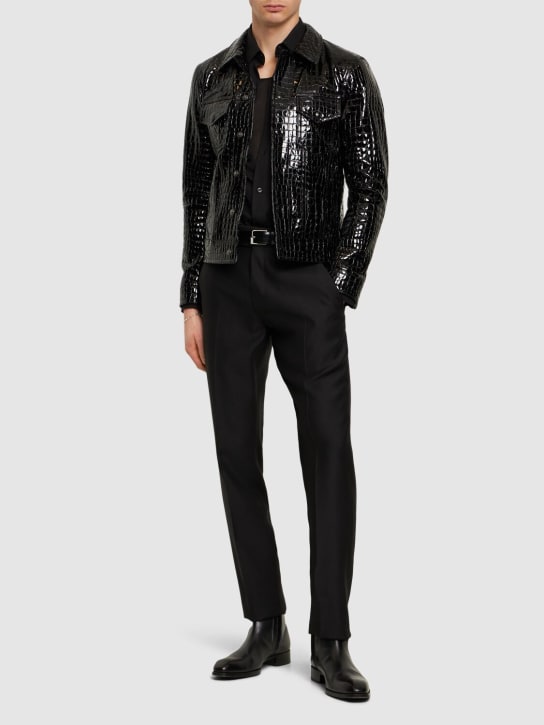 Tom Ford: Croc embossed leather jacket - Black - men_1 | Luisa Via Roma
