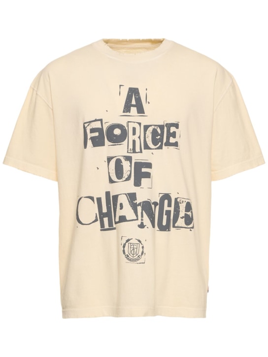 Honor the Gift: T-shirt en coton A Force Of Change - Blanc Laiteux - men_0 | Luisa Via Roma