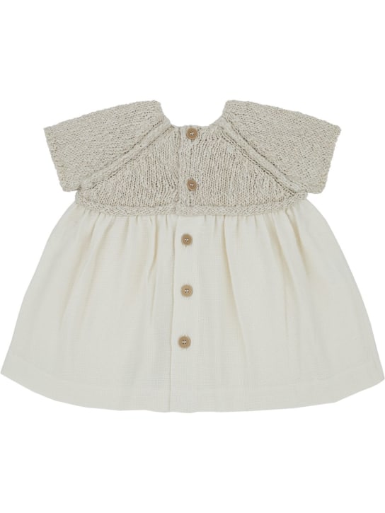 1 + IN THE FAMILY: Cotton & linen dress & diaper cover - Bej - kids-girls_1 | Luisa Via Roma