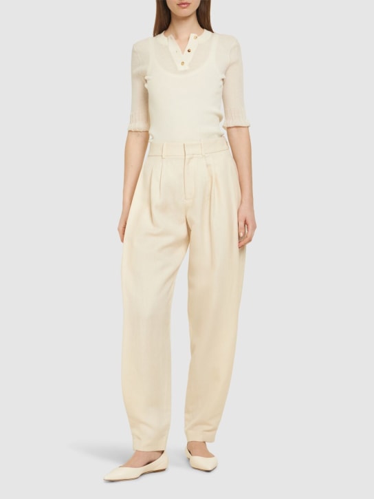 Ralph Lauren Collection: Pantalon plissé en lin et soie - Butter - women_1 | Luisa Via Roma
