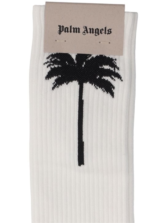 Palm Angels: Chaussettes en coton The Palm - Off-White - men_1 | Luisa Via Roma
