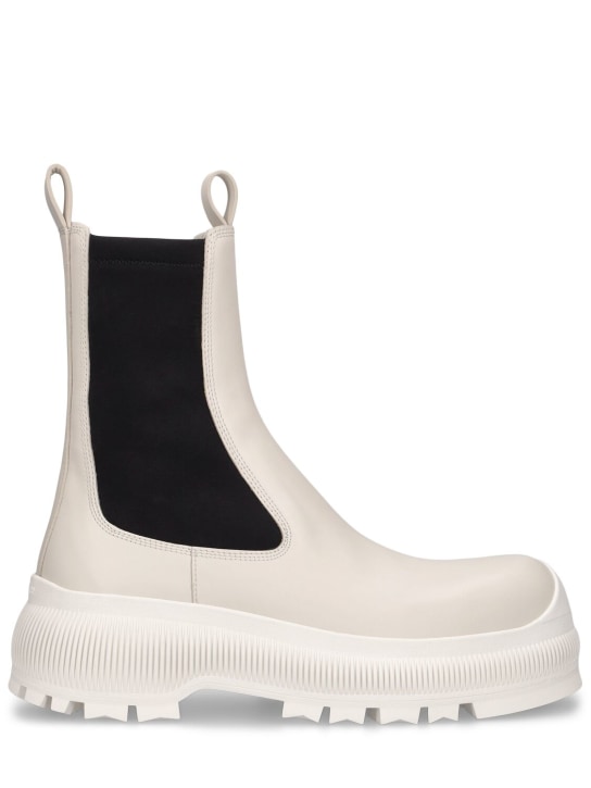 Jil Sander: 35mm Leather ankle boots - Beyaz - women_0 | Luisa Via Roma