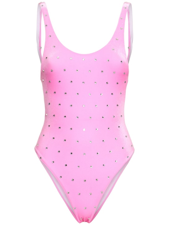 Dsquared2: Embellished chenille one piece swimsuit - Fuchsia - women_0 | Luisa Via Roma