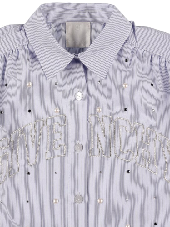 Givenchy: コットンシャツ＆ショートパンツ - ホワイト/ブルー - kids-girls_1 | Luisa Via Roma