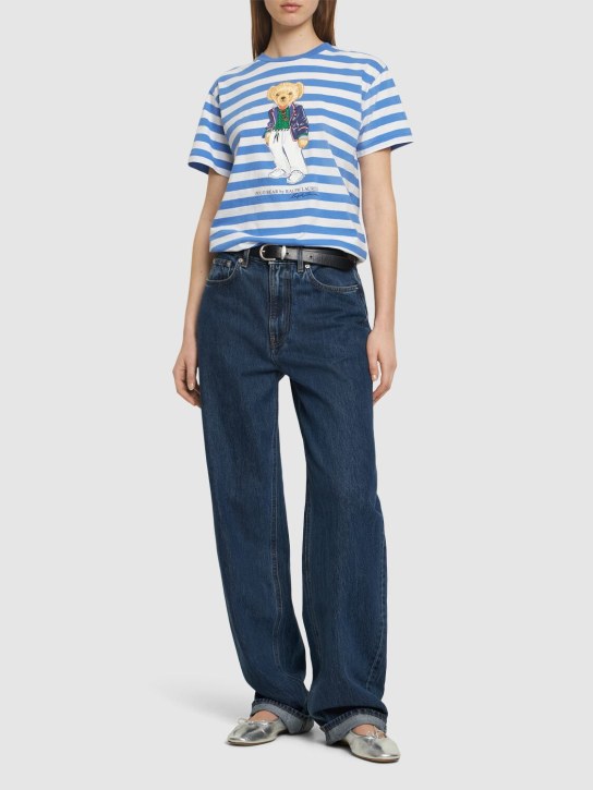 Polo Ralph Lauren: T-shirt en coton à rayures Riviera - Blanc/Bleu - women_1 | Luisa Via Roma