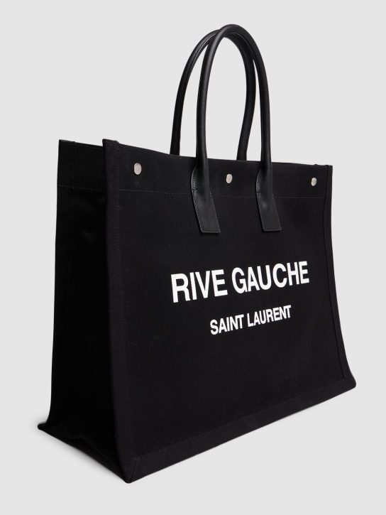 Saint Laurent: Rive Gauche printed canvas tote - Noir - women_1 | Luisa Via Roma