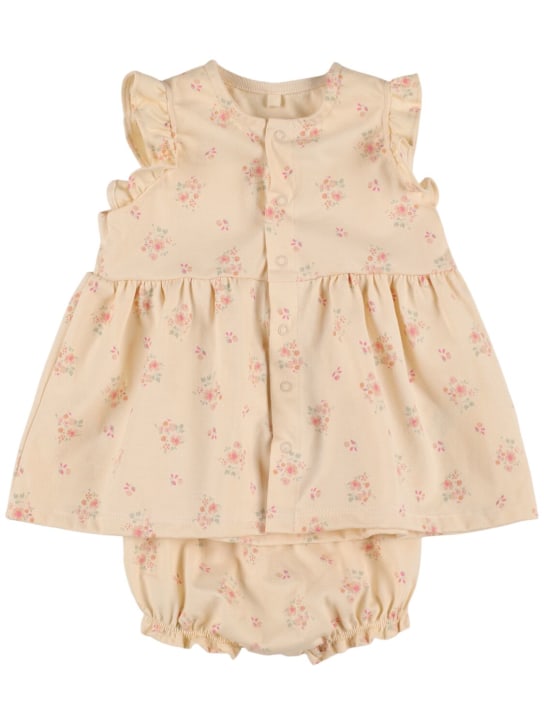 Petit Bateau: Cotton dress & diaper cover - Light Yellow - kids-girls_0 | Luisa Via Roma