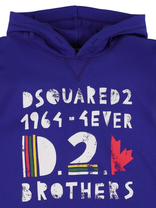 Dsquared2: Printed hooded sweatshirt - Blue - kids-boys_1 | Luisa Via Roma