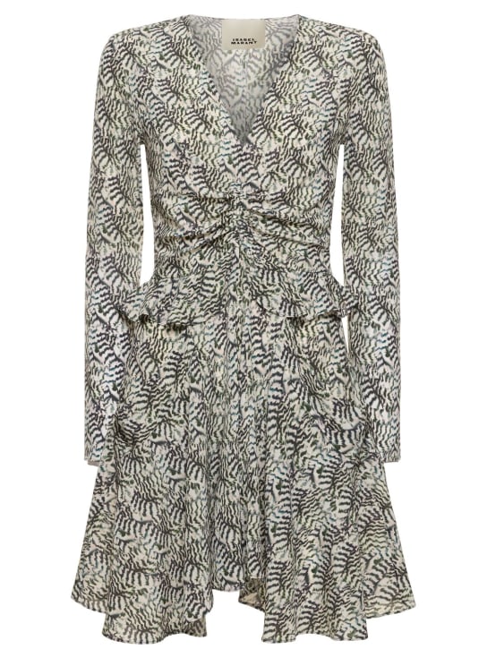 Isabel Marant: Usmara silk blend mini dress - Beyaz - women_0 | Luisa Via Roma