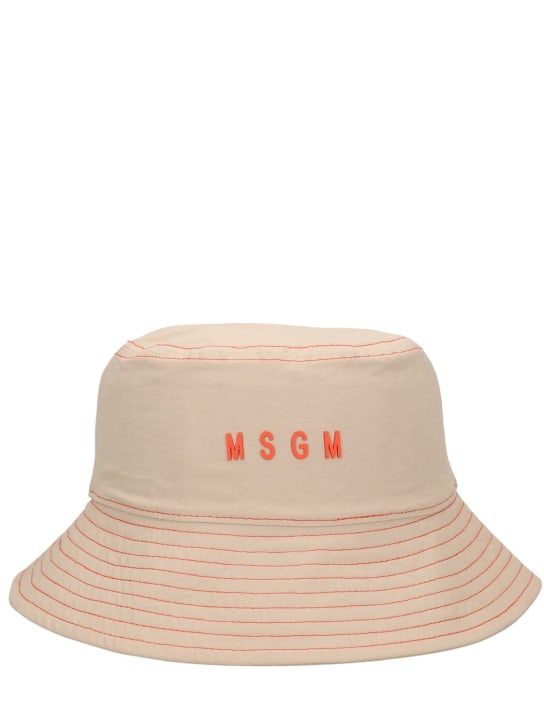 MSGM: Cotton bucket hat - Beige - kids-girls_0 | Luisa Via Roma