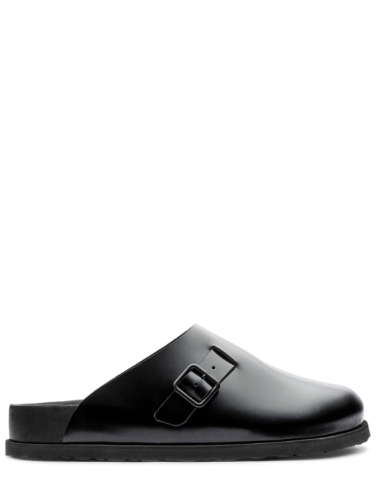 BIRKENSTOCK 1774: Niamay shiny leather sandals - Black - men_0 | Luisa Via Roma