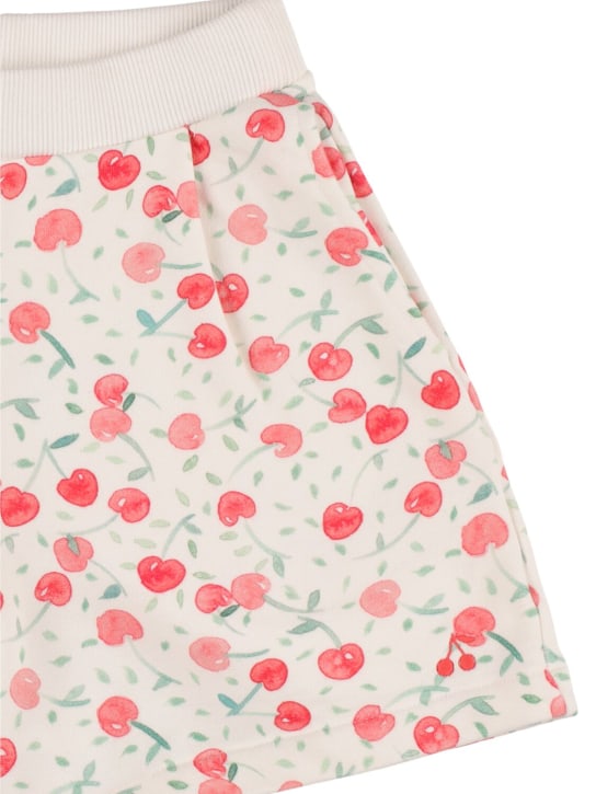 Bonpoint: Shorts in felpa di cotone stampata - Bianco - kids-girls_1 | Luisa Via Roma