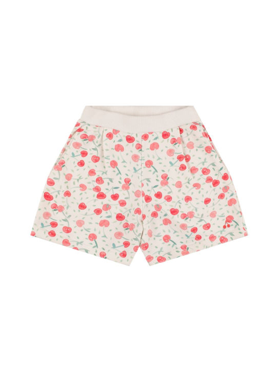 Bonpoint: Shorts in felpa di cotone stampata - Bianco - kids-girls_0 | Luisa Via Roma