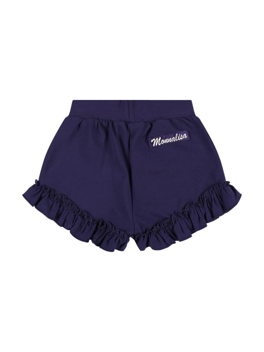 Monnalisa: Shorts de encaje de algodón - Azul Marino - kids-girls_0 | Luisa Via Roma