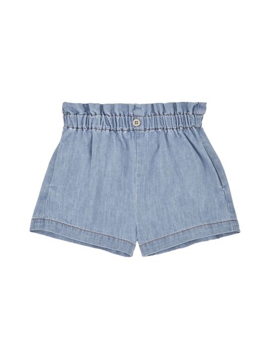 1 + IN THE FAMILY: Cotton chambray shorts - Blue - kids-girls_0 | Luisa Via Roma