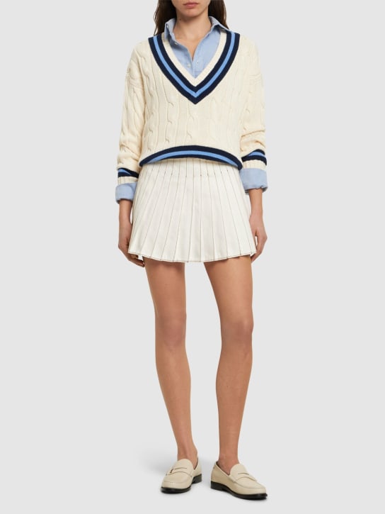 Polo Ralph Lauren: Suéter con cuello en v - Blanco - women_1 | Luisa Via Roma