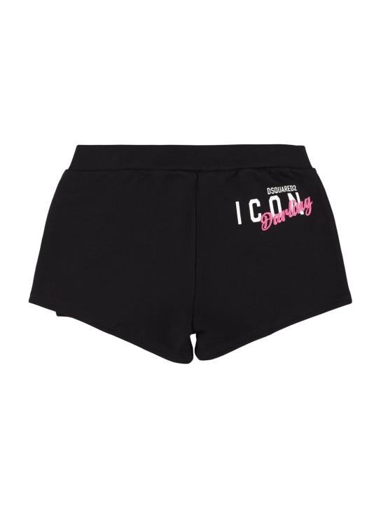 Dsquared2: Cotton shorts - Siyah - kids-girls_0 | Luisa Via Roma