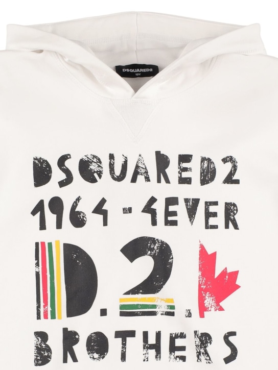 Dsquared2: Sweat-shirt imprimé à capuche - Blanc - kids-boys_1 | Luisa Via Roma