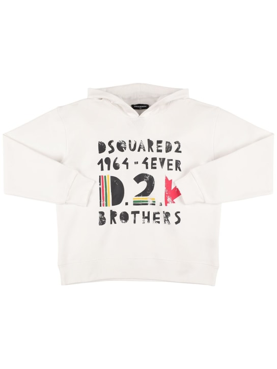 Dsquared2: Sweat-shirt imprimé à capuche - Blanc - kids-boys_0 | Luisa Via Roma