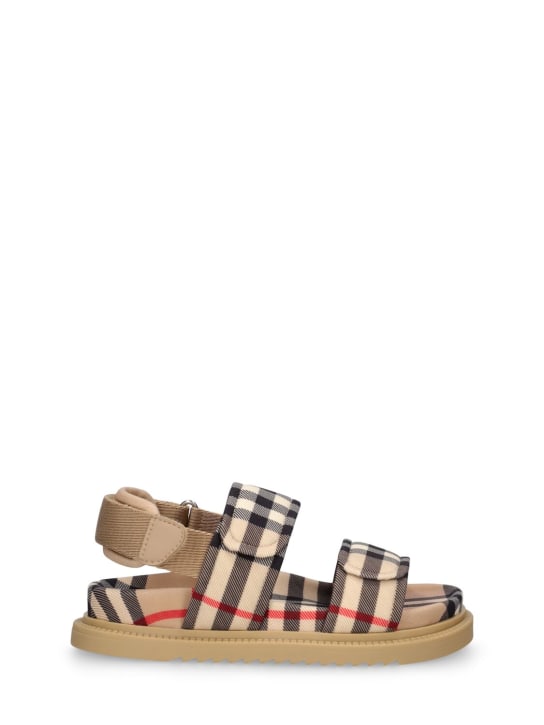 Burberry: Check print sandals w/straps - Multicolor - kids-boys_0 | Luisa Via Roma