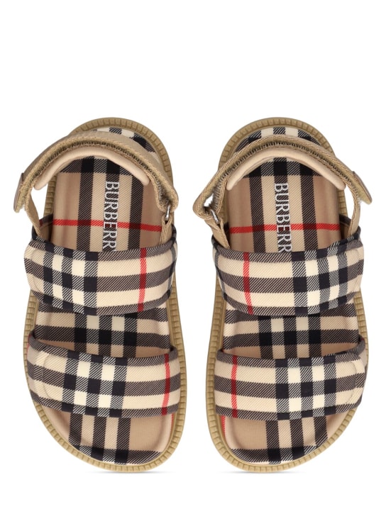 Burberry: Check print sandals w/straps - Multicolor - kids-boys_1 | Luisa Via Roma