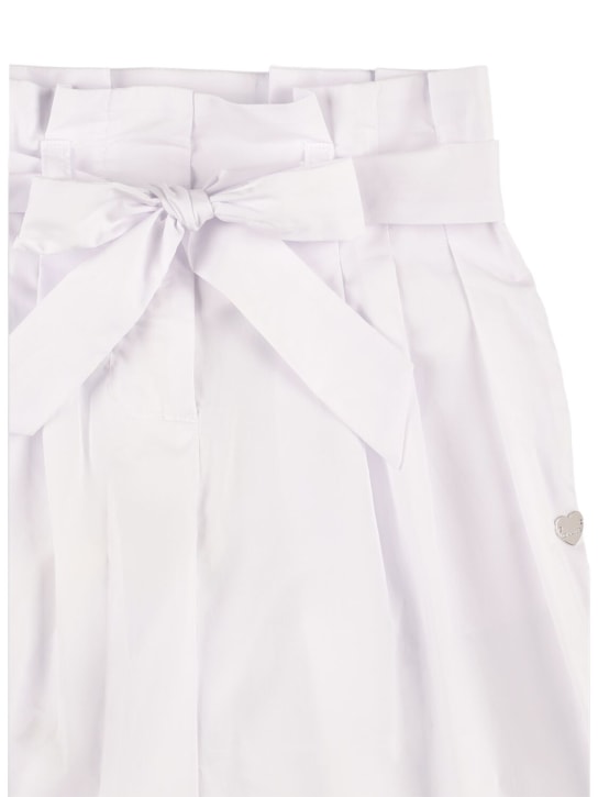 Monnalisa: Cotton poplin pants w/bow - White - kids-girls_1 | Luisa Via Roma