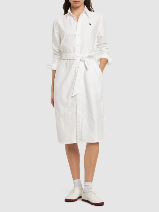 Polo Ralph Lauren: Cory self-tie cotton midi shirt dress - White - women_1 | Luisa Via Roma