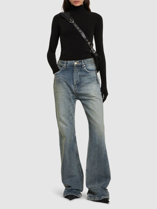 Balenciaga: Japanese denim flared jeans - Light Blue - women_1 | Luisa Via Roma