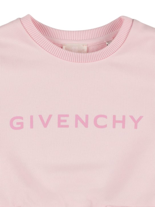 Givenchy: Vestito in misto cotone con logo - Rosa - kids-girls_1 | Luisa Via Roma