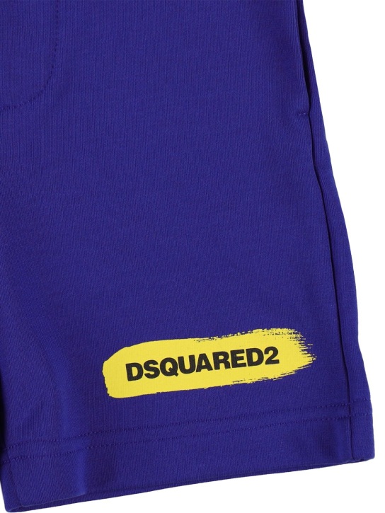 Dsquared2: Logo印花棉质短裤 - 蓝色 - kids-girls_1 | Luisa Via Roma